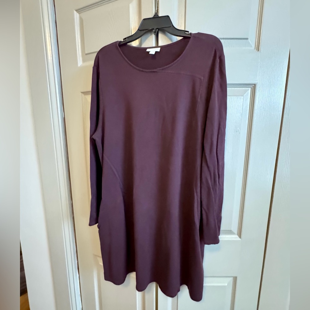 J Jill Pure Jill Plum Color Long Sleeve Pima Cotton Tunic Dress - Picture 5 of 9